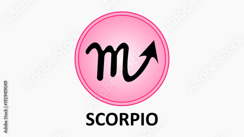 Scorpio zodiac sign icon on pink circle background for astrology and horoscope.