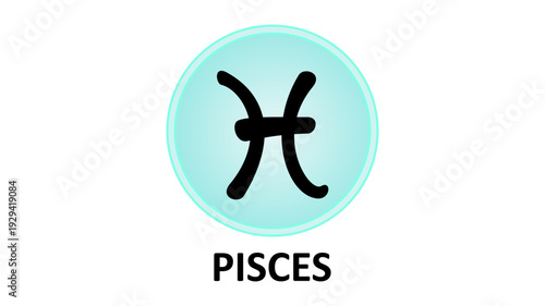 Pisces zodiac sign icon on light blue circle background for astrology and horoscope.
