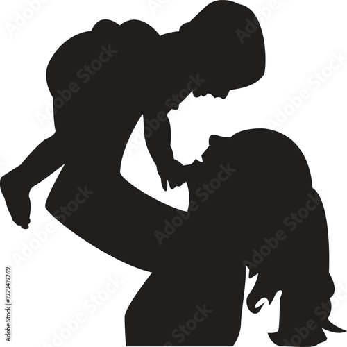 mother and child silhouette vector design Illustration