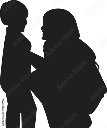 mother and child silhouette vector Illustration