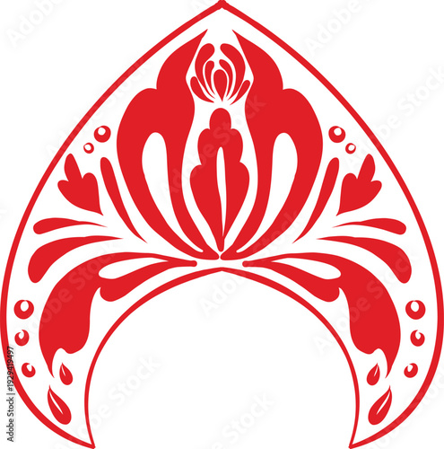 vector element, straight kokoshnik, rustic, a la rus, Slavic style, decorative element,