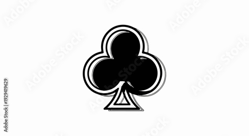 Black club symbol with textured outline on white background