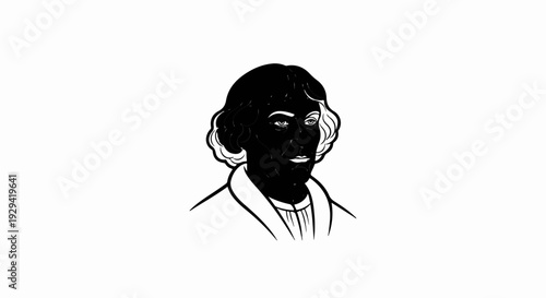 Black and white illustration of a man's head and shoulders
