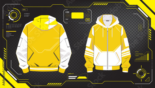 Modern yellow hoodie design template for fashion and apparel