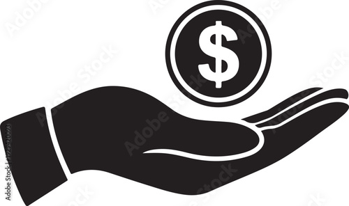 Black hand holding dollar coin money finance