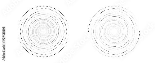 set Halftone circular dotted frame set. Circle dots isolated on white background. Logo design element for medical, care, cosmetics. Round the border using halftone circle dots black and white  modern