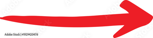 A large red arrow pointing to the right on a white background with a dynamic and abstract shape