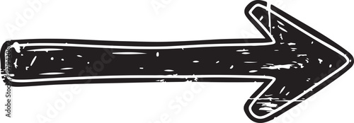 A black and white image of a shiny right pointing arrow