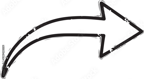 A black and white image of a right pointing arrow with a double line
