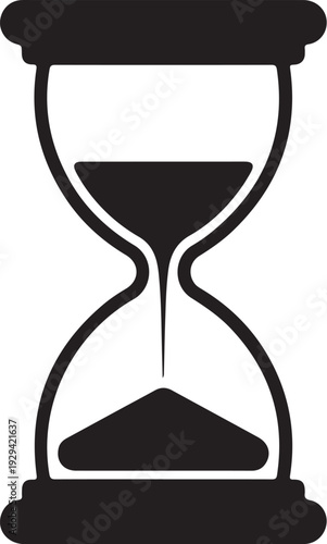 Black hourglass on white background sand timer silhouette