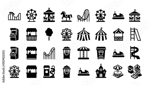 Funfair & Carnival Icons: Rides, Games, Food Stalls & More