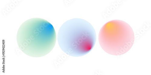 Set color circle gradient noise gradation. Abstract colorful watercolor blur mesh on isolated transparent background. Circle shape png.
