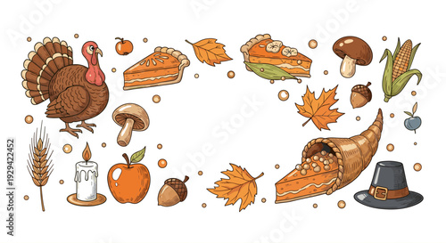 Autumn Harvest Celebration with Traditional Symbols and Delicious Treats