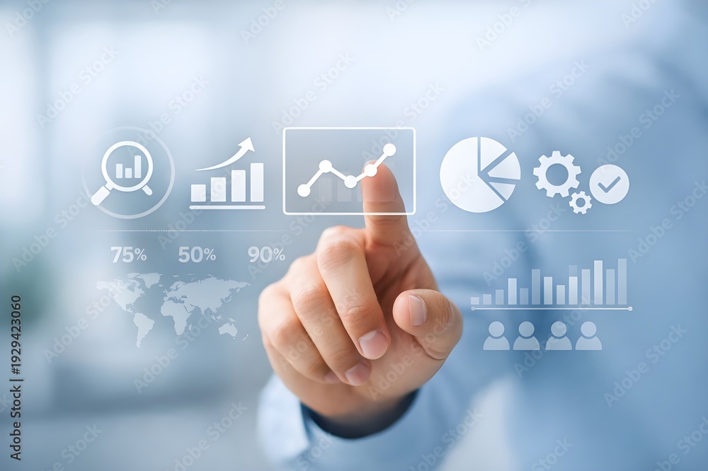 Fototapeta premium Interactive Data Visualization and Business Performance Monitoring Screen