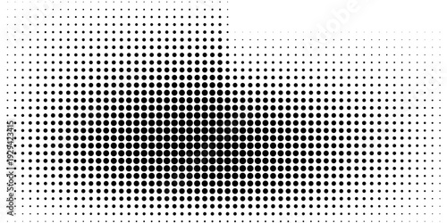 Set of halftone dots gradient pattern texture isolated on white background. Straight dotted spots using halftone circle dot raster texture. Vector blot half tone collection.