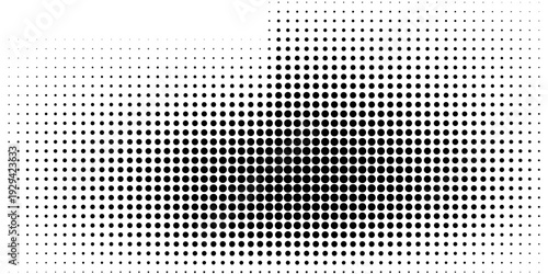 Set of halftone dots gradient pattern texture isolated on white background. Straight dotted spots using halftone circle dot raster texture. Vector blot half tone collection.