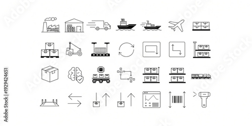 Logistics and Supply Chain Icons A Collection of Industry-Related Visual Elements