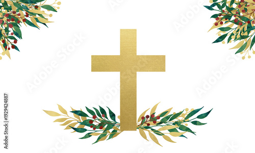 Wallpaper Mural Floral spring cross. Clip art isolated Torontodigital.ca