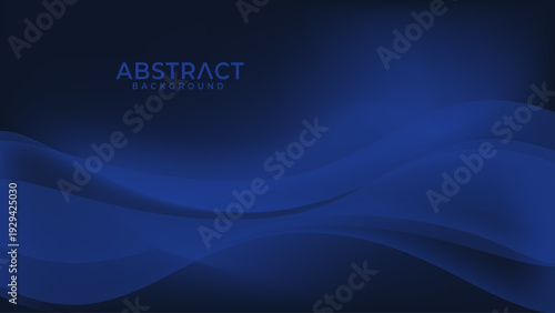 Fluid Deep Blue Mesh Gradient with smooth Curved wave abstract background
