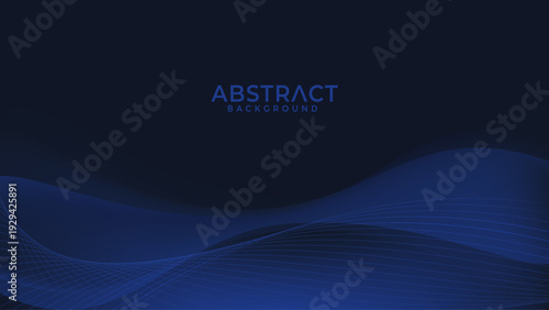 Fluid Deep Blue Mesh Gradient with smooth Curved wave abstract background