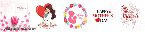 A collection of logos and graphics for mother's day and valentine's day celebrations.