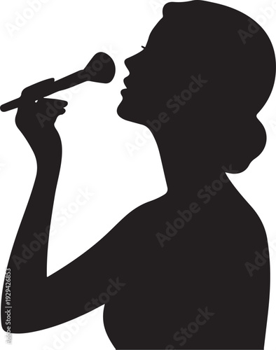Black silhouette woman applying makeup brush