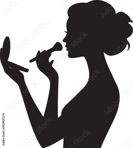 Black silhouette woman applying makeup