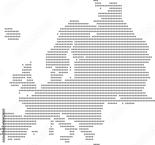 Dotted Europe continent map isolated on a transparent background, a modern design with gray points