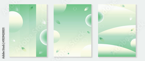 Spring and summer mint green abstract vector background set with smooth waves, floating bubbles, and soft gradients. Calm fresh design for poster, presentation, web banner, wallpaper, and branding.