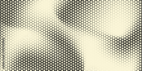 Abstract geometric background with a repeating triangular grid pattern in black and beige tones, forming soft circular gradient areas across the surface.