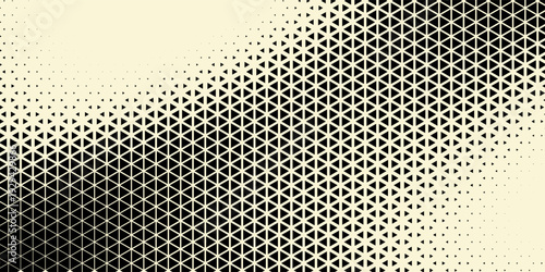 Abstract geometric background with a repeating triangular grid pattern in black and beige tones, forming soft circular gradient areas across the surface.