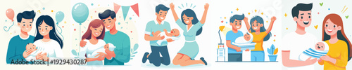 Vector of couple celebrate birth