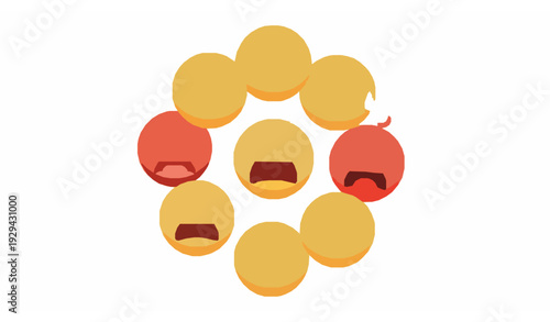 Angry Emoji Faces Circular Arrangement Emotional Reaction Vector Illustration