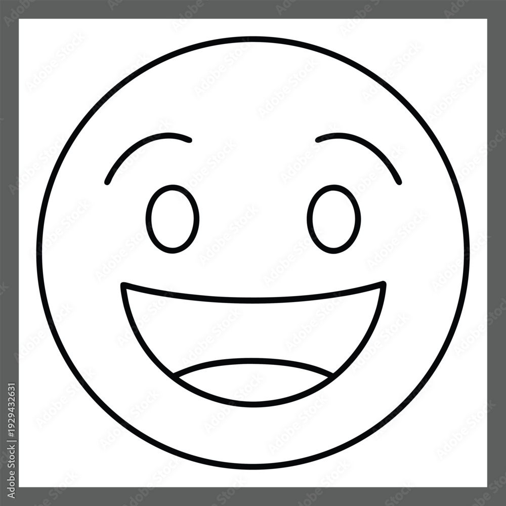 Fototapeta premium Happy Smiley Emoji Face Outline Vector Illustration new