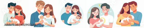 Vector of couple celebrate birth