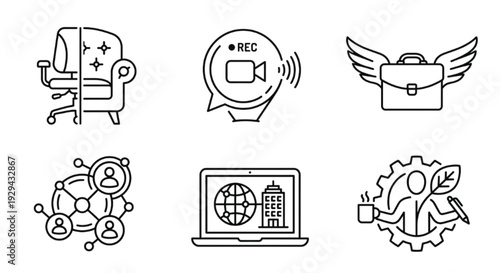A minimalist, black and white continuous line art illustration depicting the three stages of plant development: germination, sprouting, and mature growth.