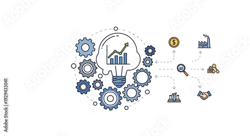 Conceptual illustration of business idea development and market growth