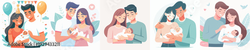Vector of couple celebrate birth