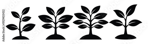 Set of modern plant silhouettes for eco friendly designs
