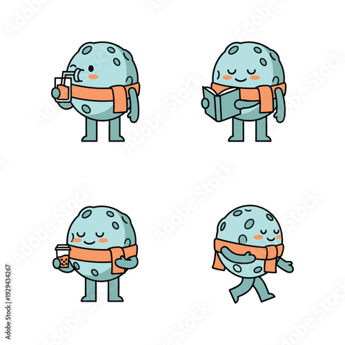 Cartoon virus characters exercising with dumbbells in various poses with copy space