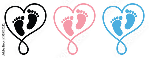 Baby feet silhouette collection, simple newborn footprint icons, adorable infant foot shapes, vector set for parenting, maternity branding, nursery decoration, and baby themed creative projects.