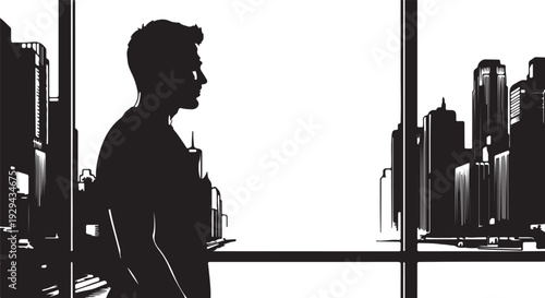 clean stylish elegant modern detailed professional high quality Silhouette of People Waiting at a Bus Stop Embodying Urban Life and Daily Commute in a Modern Cityscape