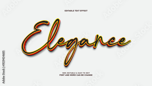 Elegance 3D Script Text Effect with Red and Yellow Layered Stroke