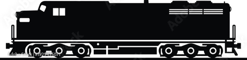 Diesel Locomotive Train Silhouette Illustration Featuring Railway Transport Engine Representing Freight Transportation, Industrial Logistics and Rail Infrastructure Concept Design