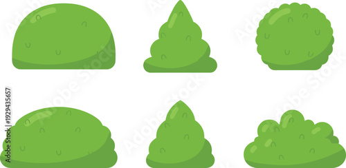 Set of green cartoon slime blobs and goo splashes isolated on white background, cute toxic liquid shapes vector illustration for game UI design