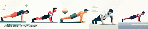 Vector of man push up