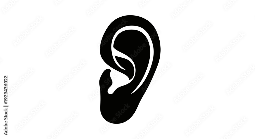 Fototapeta premium Human Ear Silhouette Icon Graphic Illustration.