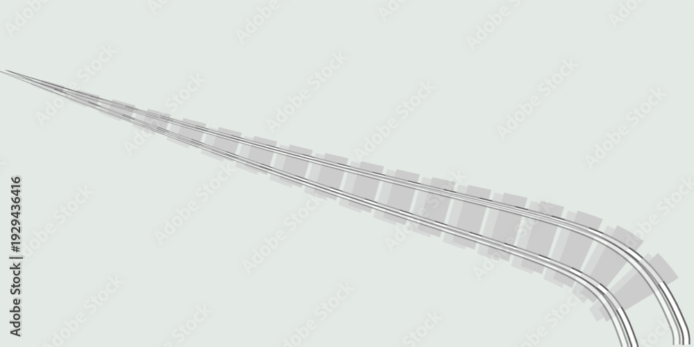 Fototapeta premium Endless wooden ties and wavy bend steel rails isolated on white. Freehand outline ink hand drawn picture icon sketchy in art scribble vintage style pen on paper. Perspective view with space for text