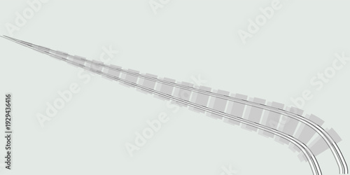 Endless wooden ties and wavy bend steel rails isolated on white. Freehand outline ink hand drawn picture icon sketchy in art scribble vintage style pen on paper. Perspective view with space for text