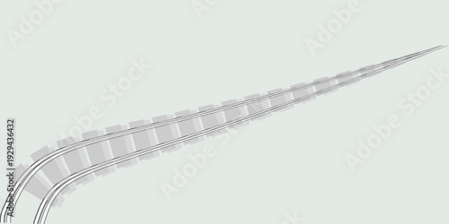 Endless wooden ties and wavy bend steel rails isolated on white. Freehand outline ink hand drawn picture icon sketchy in art scribble vintage style pen on paper. Perspective view with space for text